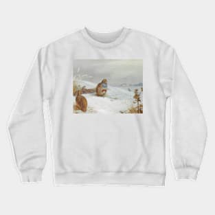 Hard times - Partridges and a Hare by Archibald Thorburn Crewneck Sweatshirt